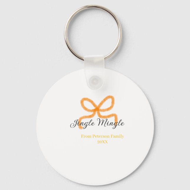 Orange bow jingle Mingle retro boho family namdate Nyckelring (Framsida)