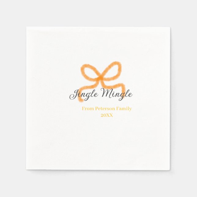 Orange bow jingle Mingle retro boho family namdate Pappersservett (Framsidan)