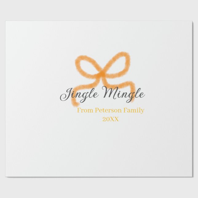 Orange bow jingle Mingle retro boho family namdate Presentpapper (Platt)