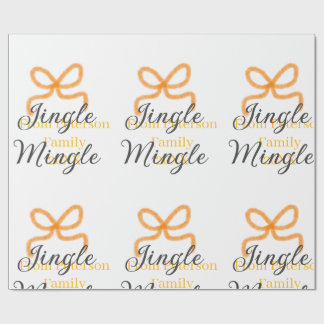 Orange bow jingle Mingle retro boho family namdate Presentpapper