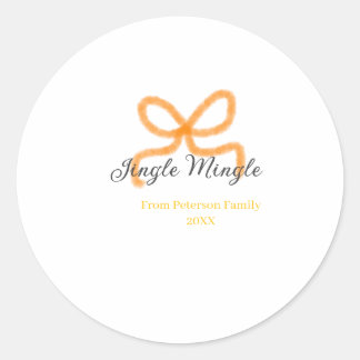 Orange bow jingle Mingle retro boho family namdate Runt Klistermärke