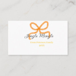 Orange bow jingle Mingle retro boho family namdate Visitkort