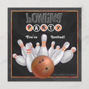 Orange Bowling Party-inbjudan Inbjudningar