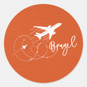 Orange Brasilien Passport Runt Klistermärke