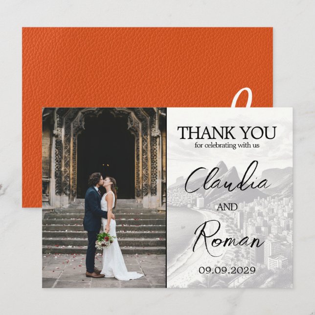 Orange Brasilien Passport Tack Kort (Fram/baksida)