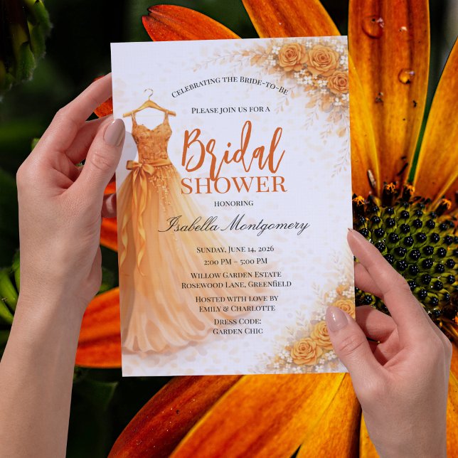 Orange Bridesmaid Dress Bridal Shower Inbjudningar (Orange Bridesmaid Dress Bridal Shower Invitations
)