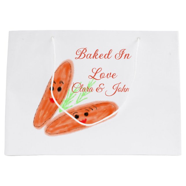 Orange brödpar-emoji bakat i kärlek lägg till namn (Framsidan)
