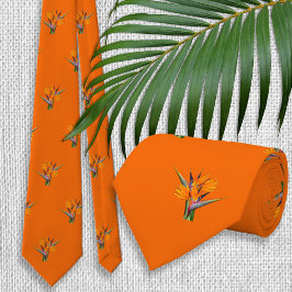 Orange bröllop fågel paradis mönster slips