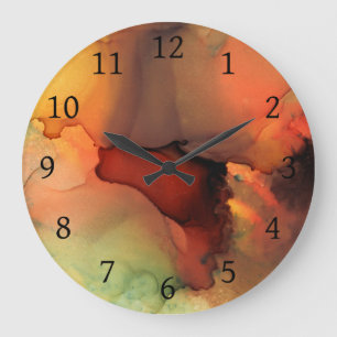 Orange Brown Abstrakt 59 Stor Klocka