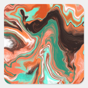 Orange Brown Abstrakt Art modern Fyrkantigt Klistermärke