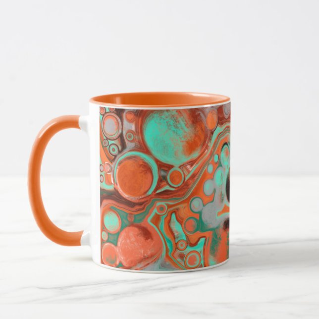 Orange Brown Abstrakt Art modern kaffe Mugg (Vänster)
