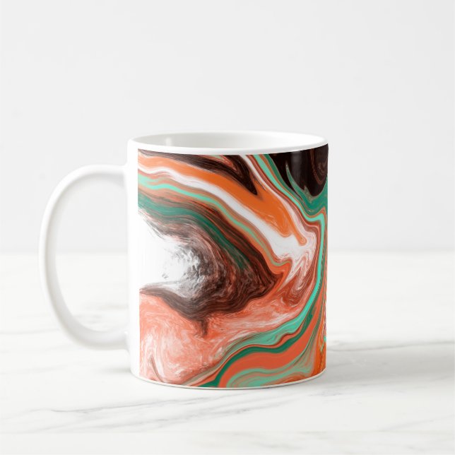 Orange Brown Abstrakt Art modern Kaffemugg (Vänster)