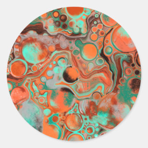 Orange Brown Abstrakt Art modern Runt Klistermärke