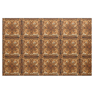 Orange Brown Bali Batik Stil Paisley Mönster Tyg