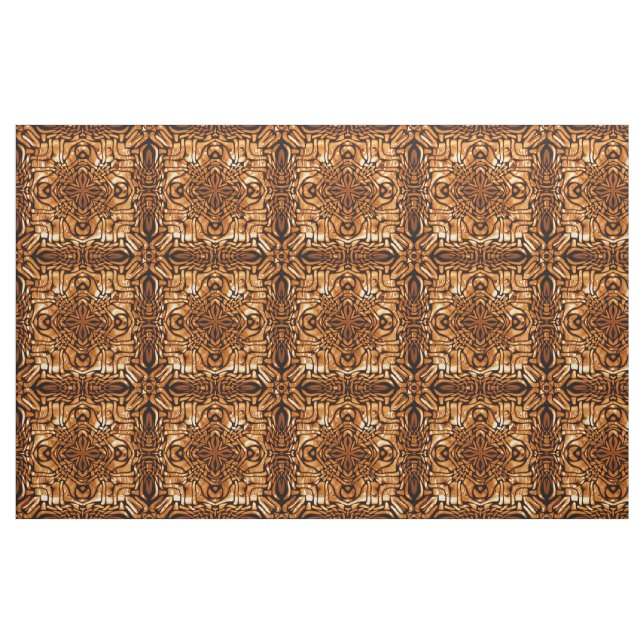 Orange Brown Bali Batik Stil Paisley Mönster Tyg (Fat Quarter)