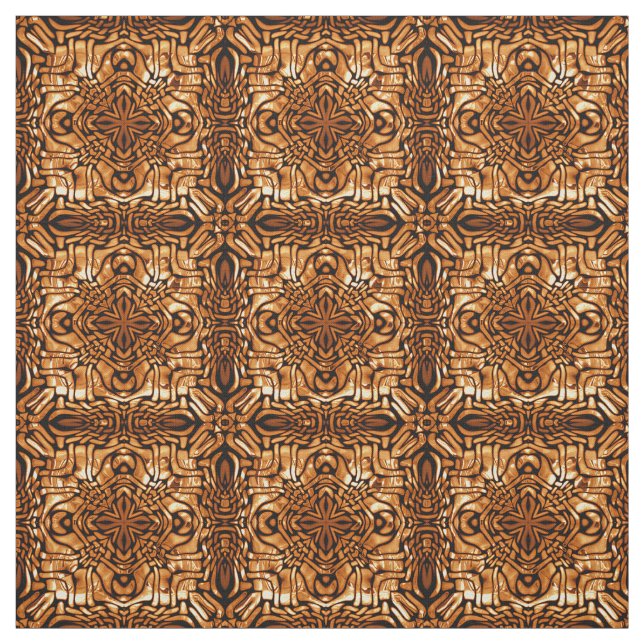 Orange Brown Bali Batik Stil Paisley Mönster Tyg (Provkarta)