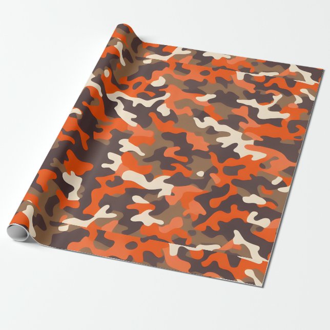 Orange & Brown Camo Presentpapper (Utrullad)