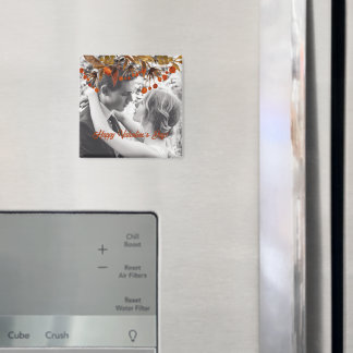 Orange Brown Foliage Valentine Lägg till ditt eget Magnet