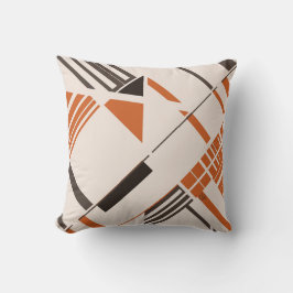 Orange Brown på Beige Geometric Abstrakt MCM-utsee Kudde