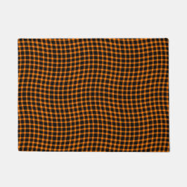Orange Brown Plaid Checker Seamless Pattern