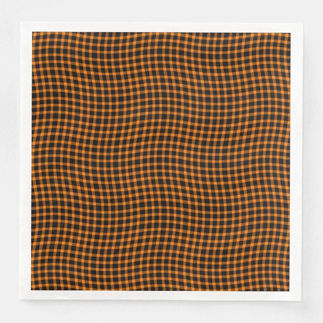 Orange Brown Plaid Checker Seamless Pattern Pappersservett (Framsida)