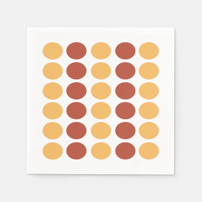 Orange Brown Polka Dot Mönster Birthday Pappersservett (Framsidan)