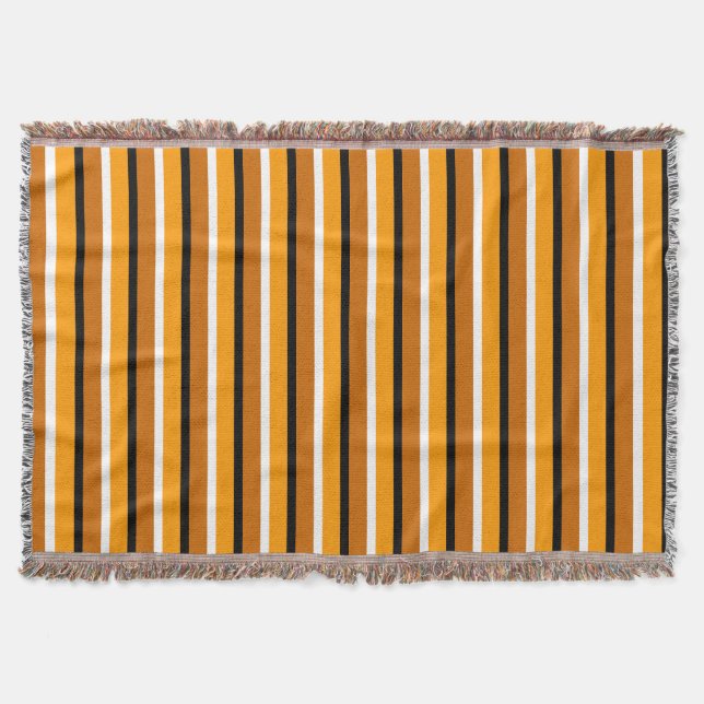 Orange Brown Rand Mönster Design Filt (Framsidan)