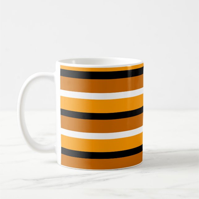Orange Brown Rand Mönster Design Kaffemugg (Vänster)