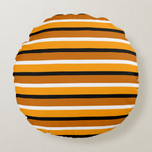 Orange Brown Rand Mönster Design Rund Kudde
