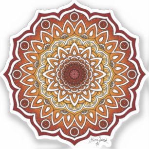 Orange & Brown Spiral och Blommigt Mandala Klistermärken