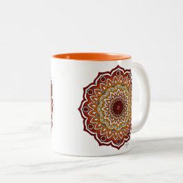 Orange & Brown Spiral och Blommigt Mandala Två-Tonad Mugg