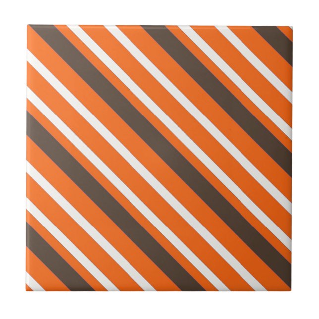 Orange Brown Stripe Mönster Kakelplatta (Framsidan)