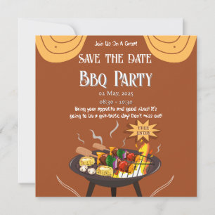 Orange Brun BBQ Spara Datum Kort