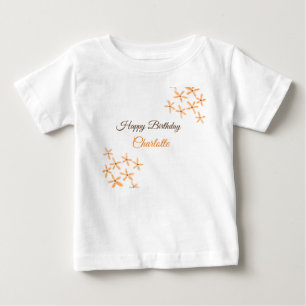 Orange brun blomma grattis på födelsedagen lägg ti t shirt