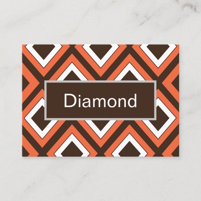 Orange Brun Diamant Geometrisk  Visitkort (Framsida)
