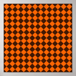 Orange Brun Diamant Schackrutigt Mönster Poster
