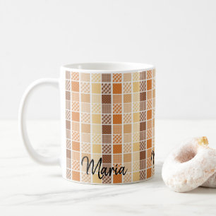 Orange Brun Gul Karomugg Kaffemugg