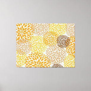 Orange Brun modern dahlia-blommar Canvastryck