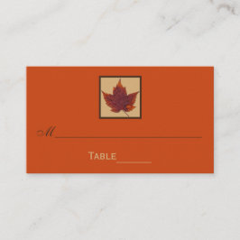 Orange Brun rand Löv Höstmonteringskort Placeringskort