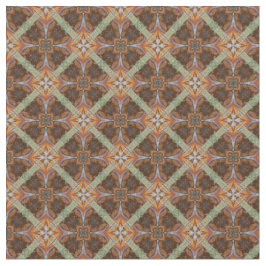 Orange Brun rullade cirklar Vinklad Grönt Mönster Tyg