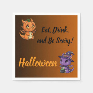 Orange Brun Svart Gradient Halloween Drak Servett