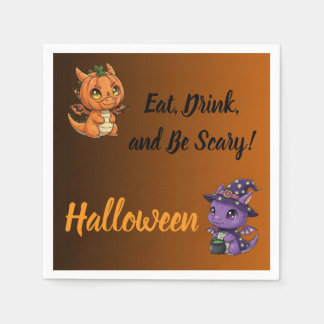 Orange Brun Svart Gradient Halloween Drak Servett