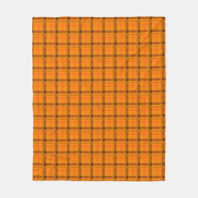 Orange - Brun Tartan Play Mönster Check Fleecefilt (Framsidan)