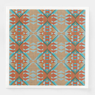 Orange Brun turkos Blue Eclectic Ethnic look Pappersservett