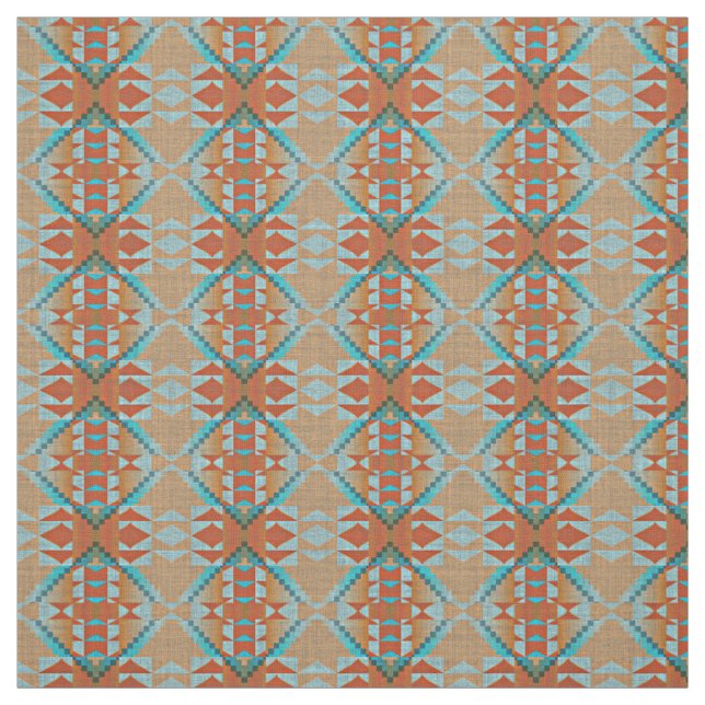 Orange Brun turkos Blue Eclectic Ethnic look Tyg (Provkarta)