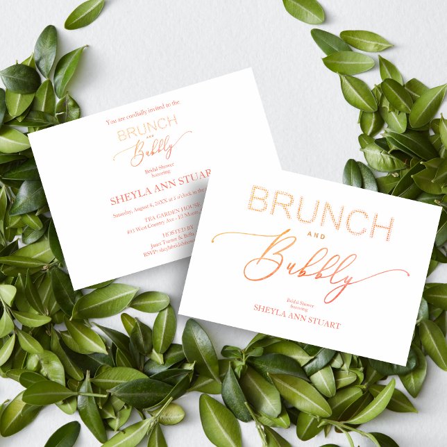Orange Brunch Bubbly Bridal Shower Typography Inbjudningar (Skapare uppladdad)