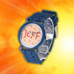 Orange Buffalo Kontrollera med dinosaurier och Mon Armbandsur<br><div class="desc">Öka ditt barns dag med vår Blue Silicone Kids Watch, med en lekfull design med dinosaurier och ett monogram för personlig. Det pulserande blå färg ger en munter beröring, medan de visuella dinosauriillustrationerna ger charm och roligt. Anpassa det med namn eller initialer för att göra det unikt för dem. Den...</div>