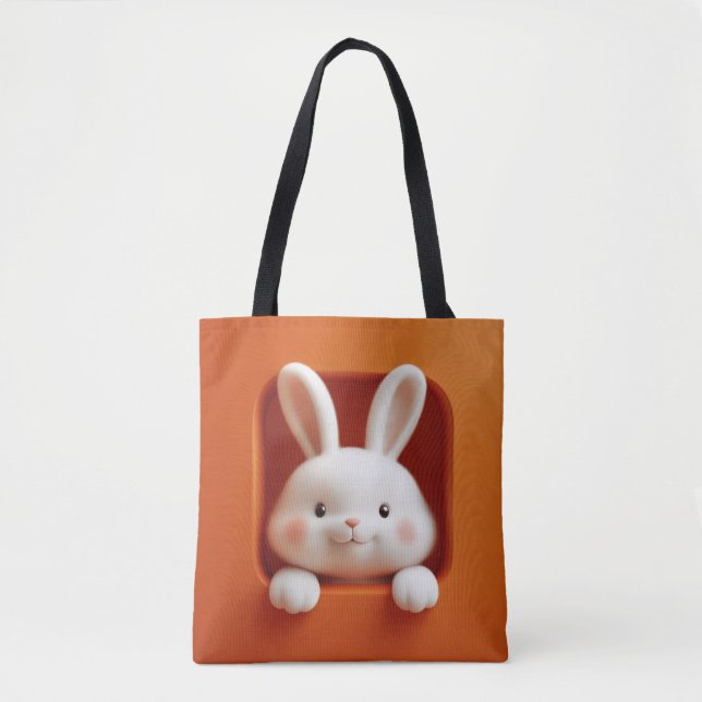 Orange Bunny Tote Bag Tygkasse (Framsida)