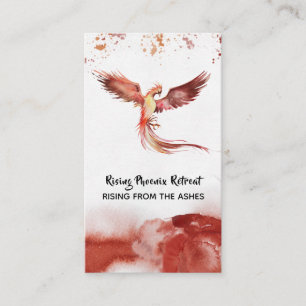 *~* Orange Burgundy Red Feathers Phoenix Flame Visitkort