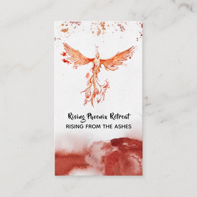 *~* Orange Burgundy Red Feathers Phoenix Flames Visitkort (Framsida)